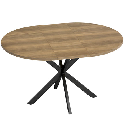 Extendable Dining Table for 4–6, Brown Wood, Industrial Style