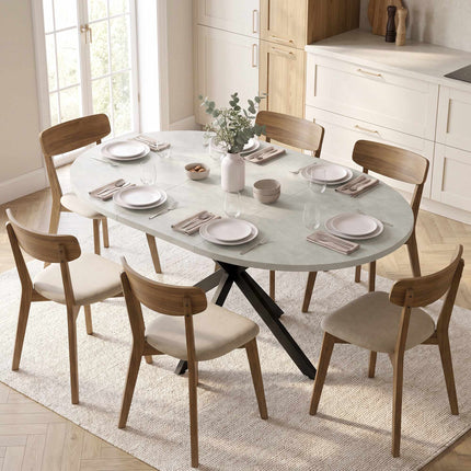 Extendable Dining Table for 4–6, Gray Industrial Style