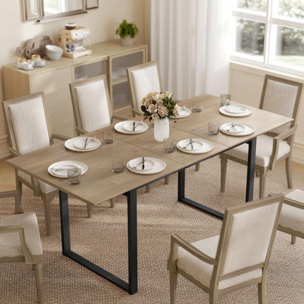 Extendable Dining Table for 6-8, 140-180 cm, Wood & Steel