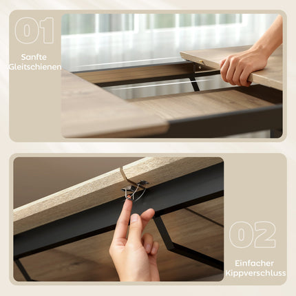 Extendable Dining Table for 6-8, 140-180 cm, Wood & Steel