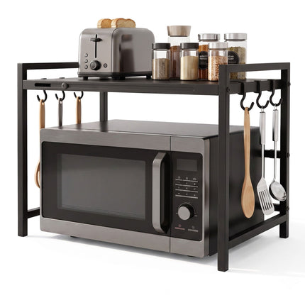 Extendable Metal Microwave Shelf with Adjustable Width