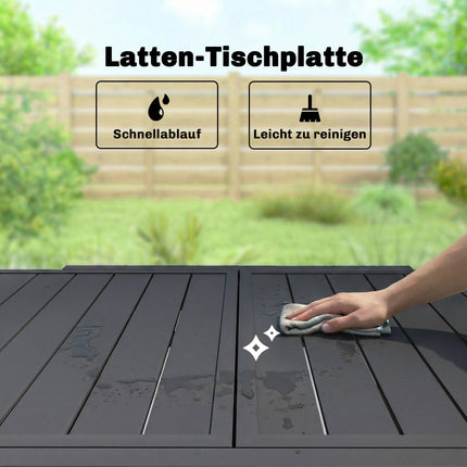 Ausziehbarer Outdoor-Esstisch, 80–160 cm, Aluminiumplatte
