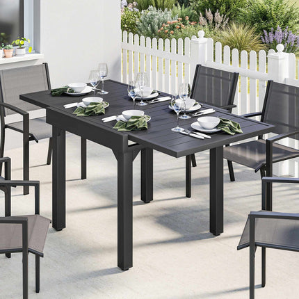 Ausziehbarer Outdoor-Esstisch, 80–160 cm, Aluminiumplatte