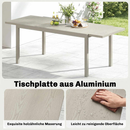 Ausziehbarer Gartentisch, Aluminium, 154-214 cm