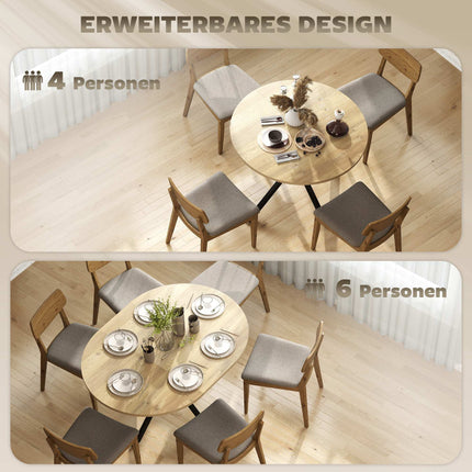 Extendable Round Dining Table for 4-6, 100-135 cm, Wood Finish