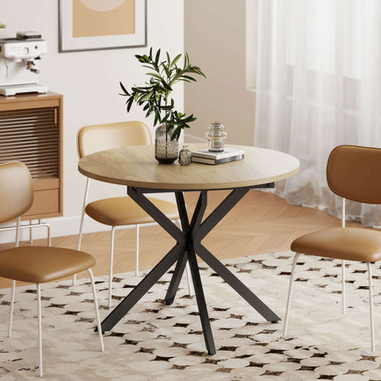 Extendable Round Dining Table for 4-6, 100-135 cm, Wood Finish