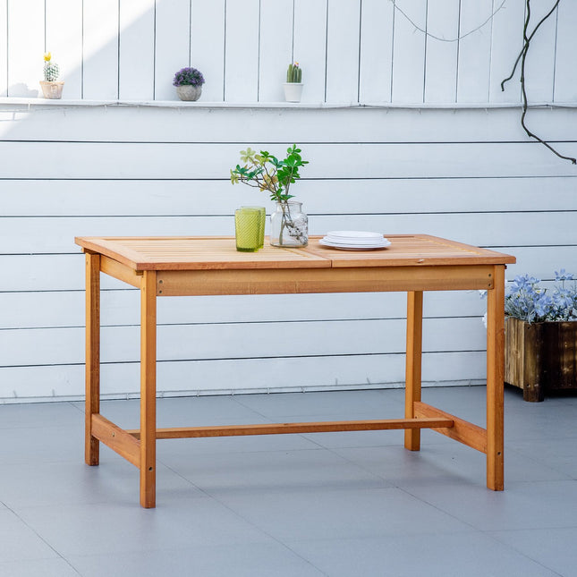 Uitschuifbare Tafel Weerbestendige Tuintafel Van Dennenhout, Eettafel Voor Tuin, Uitschuifbaar, Bruin, 160/120X70X72Cm