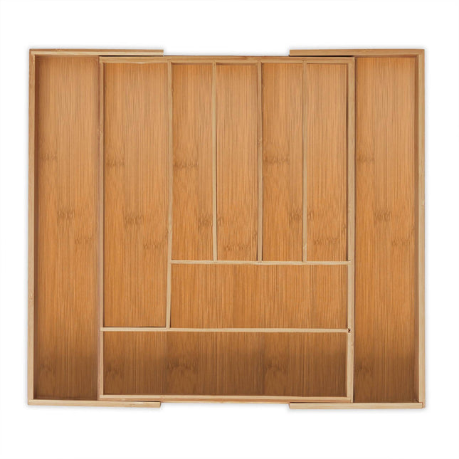Uitschuifbare bamboe bestekbak