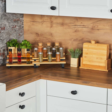 Extendable bamboo spice rack