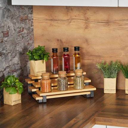Extendable bamboo spice rack