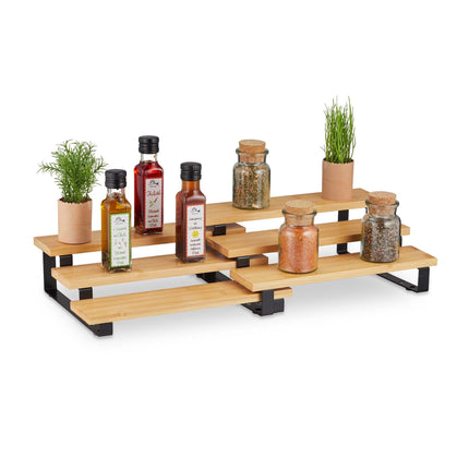 Extendable bamboo spice rack
