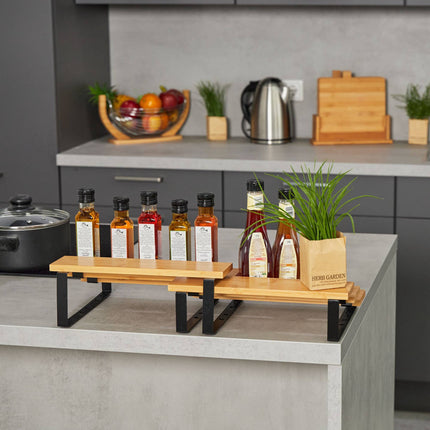Extendable bamboo spice rack