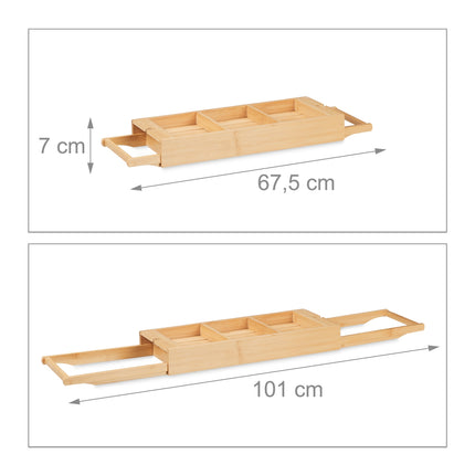 Extendable bath shelf with feet