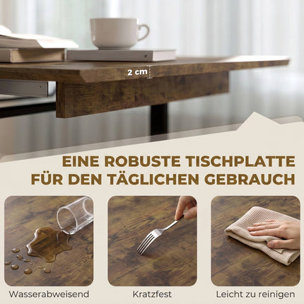 Extending Dining Table 140-180 cm for 6-8 People, Tiger Wood Look, Steel Frame