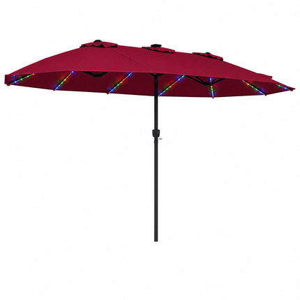 Extra-Large 15.5FT Patio Umbrella, Red, 144 LED Lights