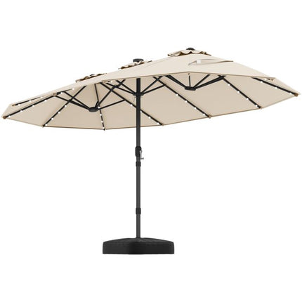 Extragroßer Sonnenschirm mit Solar-LED-Beleuchtung, Beige