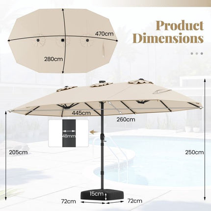 Extragroßer Sonnenschirm mit Solar-LED-Beleuchtung, Beige