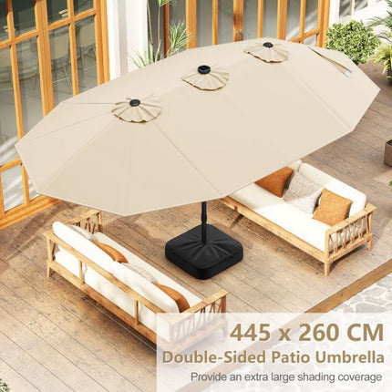 Extragroßer Sonnenschirm mit Solar-LED-Beleuchtung, Beige