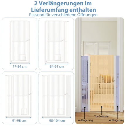 Extra hohes Haustiergitter, Metall, 77-104 cm breit, 150 cm hoch