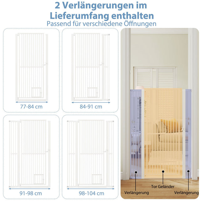 Extra hohes Haustiergitter, Metall, 77-104 cm breit, 150 cm hoch