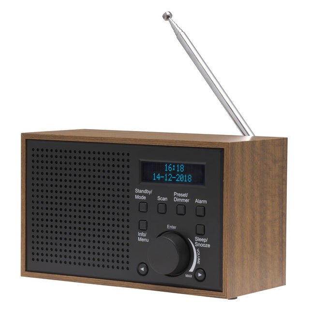 FM/DAB+ rádio dřevo/grafitová