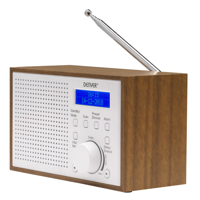 FM/DAB+ rádio dřevo/bílá