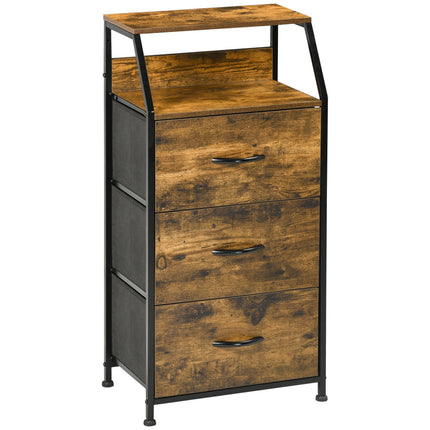 Fabric bureau with steel frame and shelf