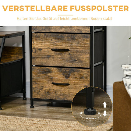 Fabric bureau with steel frame and shelf