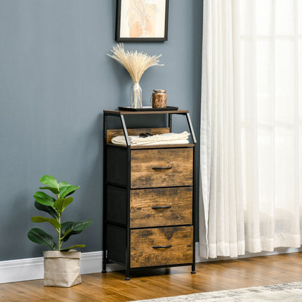 Fabric bureau with steel frame and shelf