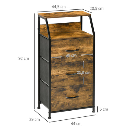 Fabric bureau with steel frame and shelf