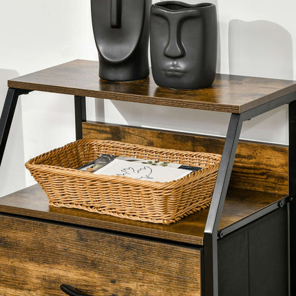 Fabric bureau with steel frame and shelf