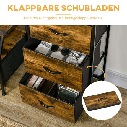 Fabric bureau with steel frame and shelf