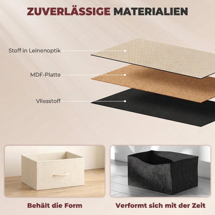 Fabric Chest of Drawers with 8 Drawers, Steel Frame, 4 Side Pockets, Beige