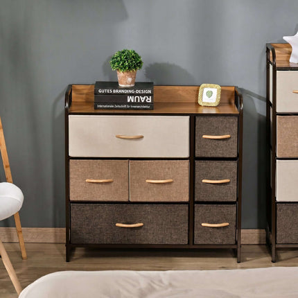 Fabric Dresser with 7 Drawers and Metal Frame, 80x29x78.5 cm