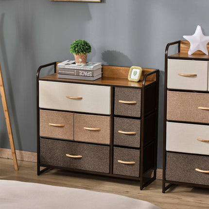 Fabric Dresser with 7 Drawers and Metal Frame, 80x29x78.5 cm