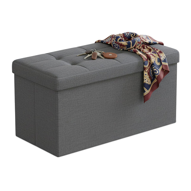 Fabric Upholstered Storage Bench – Foldable, Seats Two