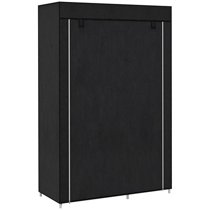 Stofffaltkleiderschrank, 6 Fächer, schwarz, 103x43x162,5 cm