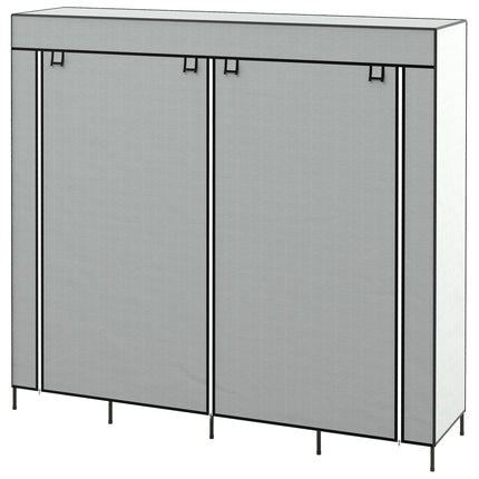 Dunkelgrauer Stoffkleiderschrank mit Kleiderstange, 10 Fächern, 4 Schubladen