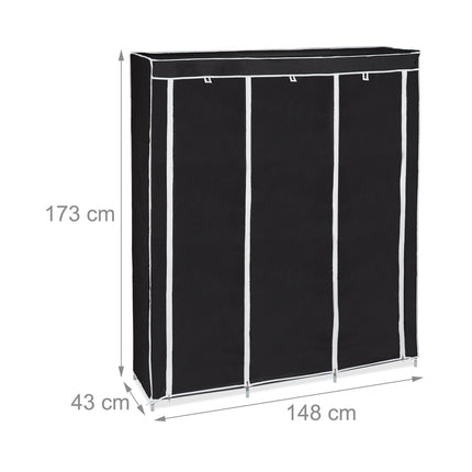 Fabric wardrobe XXL with 9 shelves