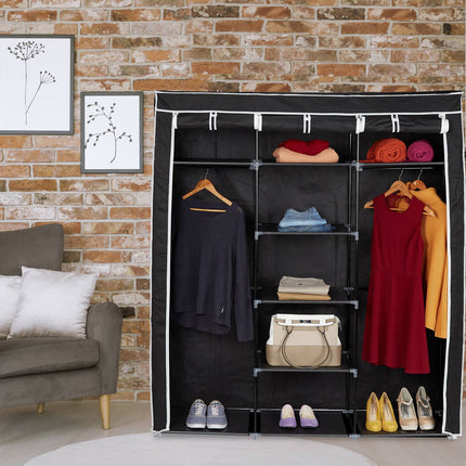 Fabric wardrobe XXL with 9 shelves