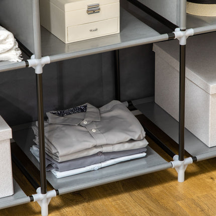 Faltbarer Stoffkleiderschrank mit Kleiderstange, dunkelgrau