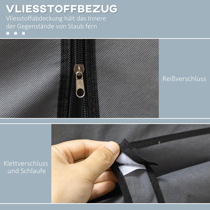 Faltbarer Stoffkleiderschrank mit Kleiderstange, dunkelgrau