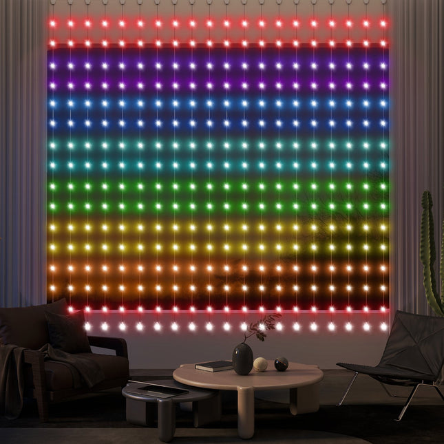 LED Lichtervorhang, 3x3m, 400 LEDs, Musiksynchronisation, Timer
