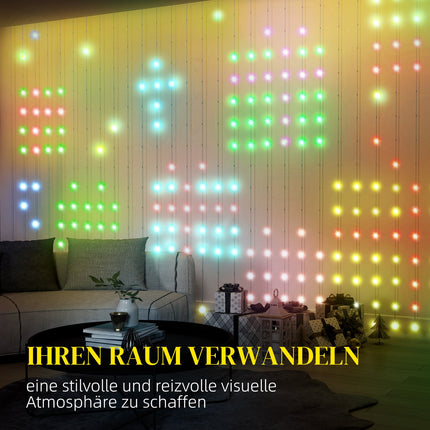 LED Lichtervorhang, 3x3m, 400 LEDs, Musiksynchronisation, Timer