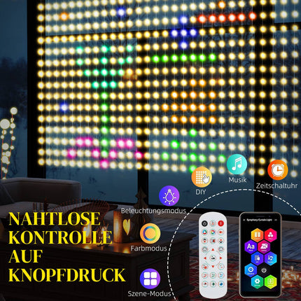 LED Lichtervorhang, 3x3m, 400 LEDs, Musiksynchronisation, Timer
