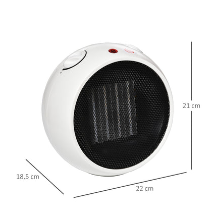 Electric fan heater, 900W/1500W, White & Black, Compact