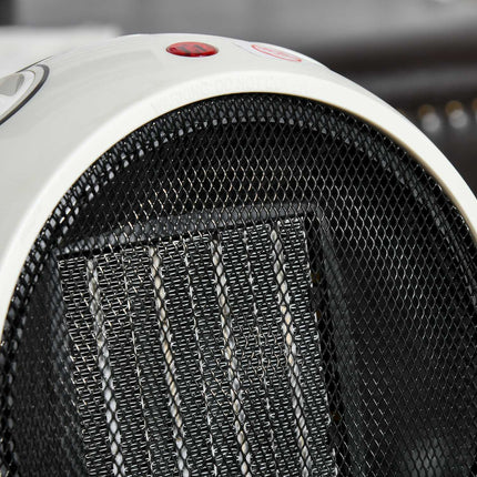 Electric fan heater, 900W/1500W, White & Black, Compact