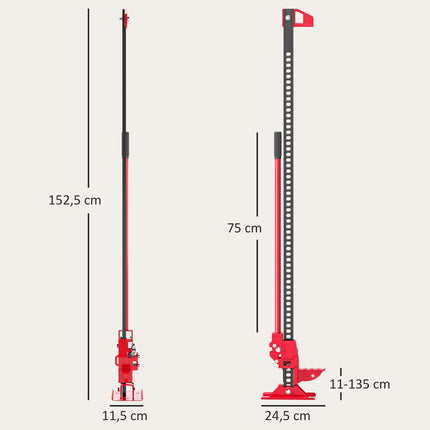 Farm Jack Jack 135 cm 3000 kg Tragkraft Offroad Wagenheber aus Stahl Rot+Schwarz