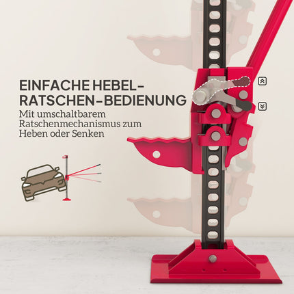 Farm Jack Jack 135 cm 3000 kg Tragkraft Offroad Wagenheber aus Stahl Rot+Schwarz