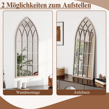Wandspiegel Bauernhaus Bogenform, Metallrahmen, 115x50 cm, Grau